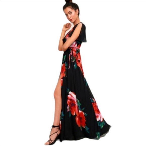 NWT Lulu's Sonic Bloom Floral Print Wrap Maxi Dress - Picture 2 of 9